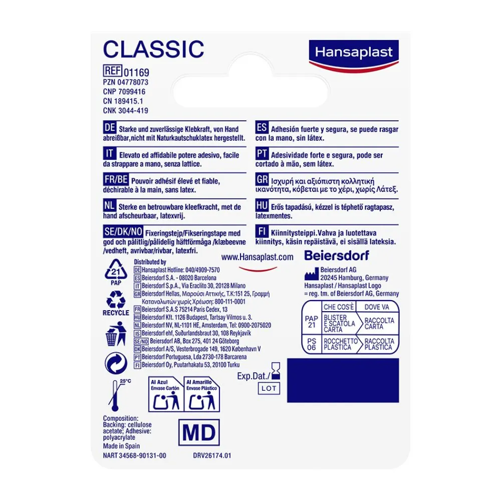 Fixierpflaster Classic | Pflasterrolle | Fixierung von Wundauflagen | 5m x 2,5 cm - Jetzt 20% mit dem Code hp20 sparen>Hansaplast Hot