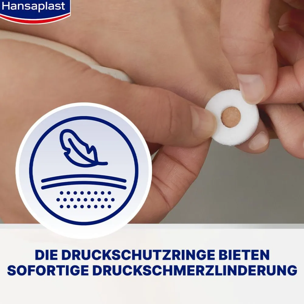 Hühneraugen-Druckschutzringe | Sofortige Schmerzlinderung | Schutz bei Hühneraugen, Hornhaut & Druckstellen | Extra weich & hautfreundlich | Selbstklebend | 20 Ringe - Jetzt 20% mit dem Code hp20 sparen|Hansaplast Best