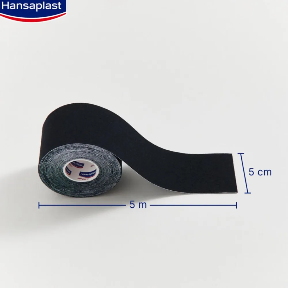 Kinesiologie Tape Schwarz | Unterstützt die Muskel- und Gelenkfunktion | Aktive Erholung | Fördert die Durchblutung | 5 cm x 5 m - Jetzt 20% mit dem Code hp20 sparen>Hansaplast Best