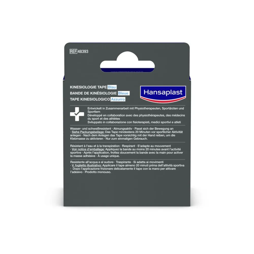 Kinesiologie Tape Blau | Unterstützt die Muskel- und Gelenkfunktion | Aktive Erholung | Fördert die Durchblutung | 5 cm x 5 m - Jetzt 20% mit dem Code hp20 sparen>Hansaplast Clearance
