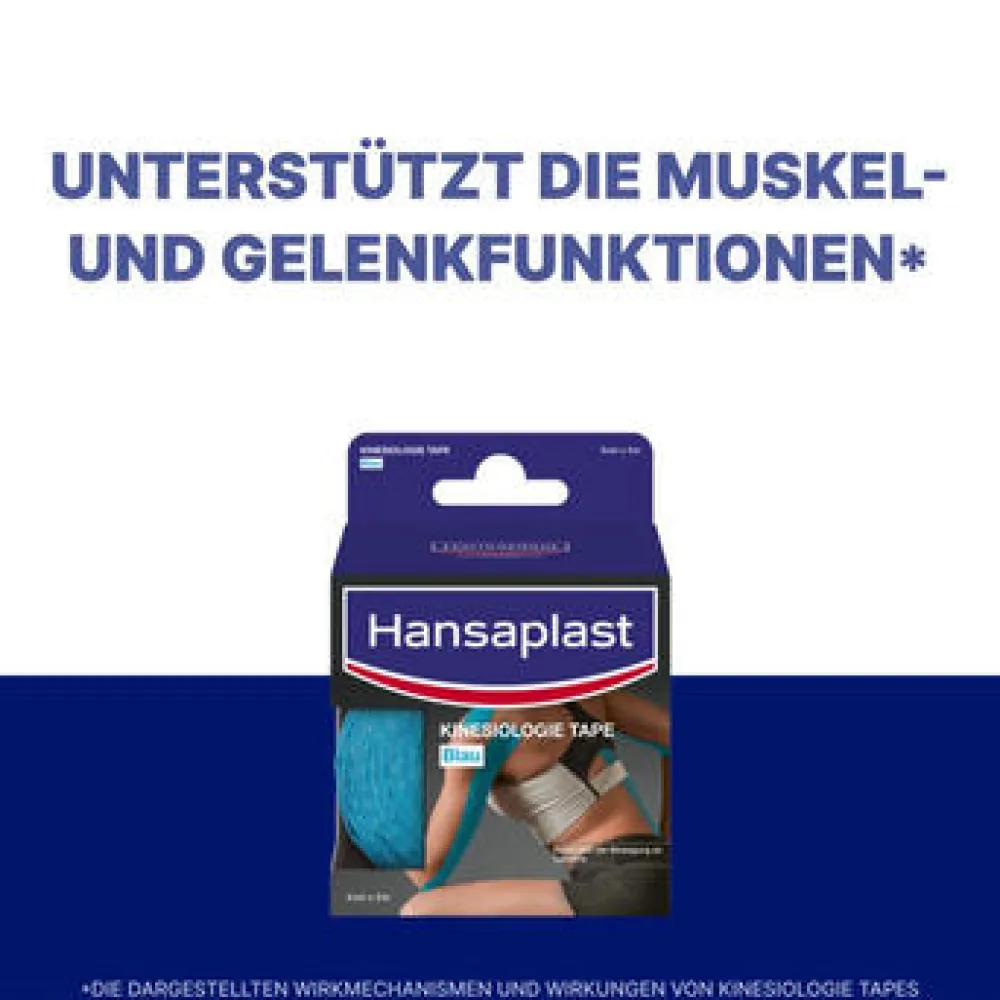 Kinesiologie Tape Blau | Unterstützt die Muskel- und Gelenkfunktion | Aktive Erholung | Fördert die Durchblutung | 5 cm x 5 m - Jetzt 20% mit dem Code hp20 sparen>Hansaplast Clearance