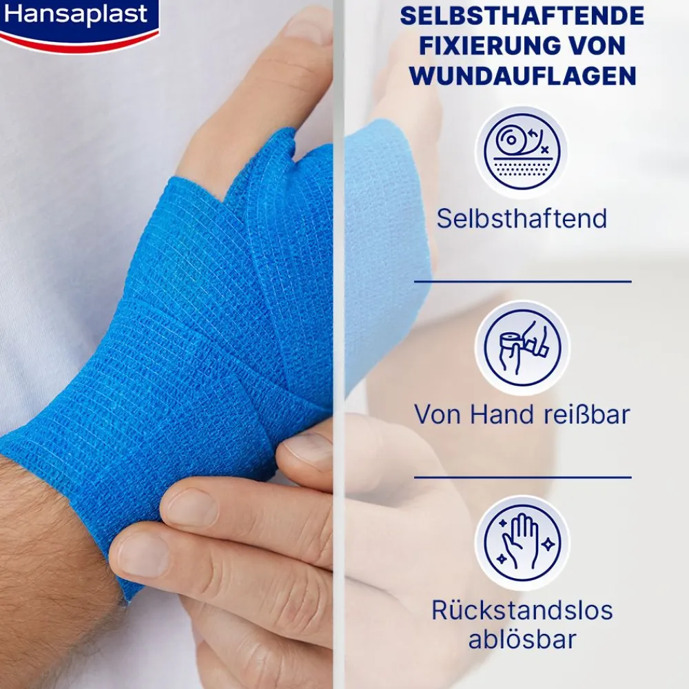 Selbsthaftender Fixierverband | Hoher Tragekomfort | Flexibel | Atmungsaktiv | 4 m x 6 cm - Jetzt 20% mit dem Code hp20 sparen|Hansaplast Best