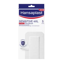 Sensitive 4XL Wundpflaster | Steril | Besonders hautfreundlich | Für größere & postoperative Wunden | Blockiert 99 % der Bakterien | 10 x 20 cm | 5 Stück - Jetzt 20% mit dem Code hp20 sparen>Hansaplast Discount