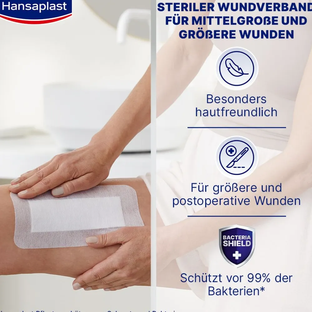 Sensitive 4XL Wundpflaster | Steril | Besonders hautfreundlich | Für größere & postoperative Wunden | Blockiert 99 % der Bakterien | 10 x 20 cm | 5 Stück - Jetzt 20% mit dem Code hp20 sparen>Hansaplast Discount