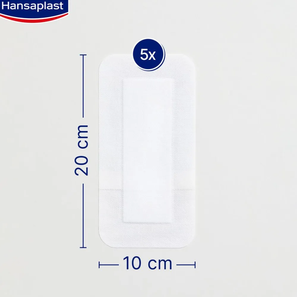 Sensitive 4XL Wundpflaster | Steril | Besonders hautfreundlich | Für größere & postoperative Wunden | Blockiert 99 % der Bakterien | 10 x 20 cm | 5 Stück - Jetzt 20% mit dem Code hp20 sparen>Hansaplast Discount