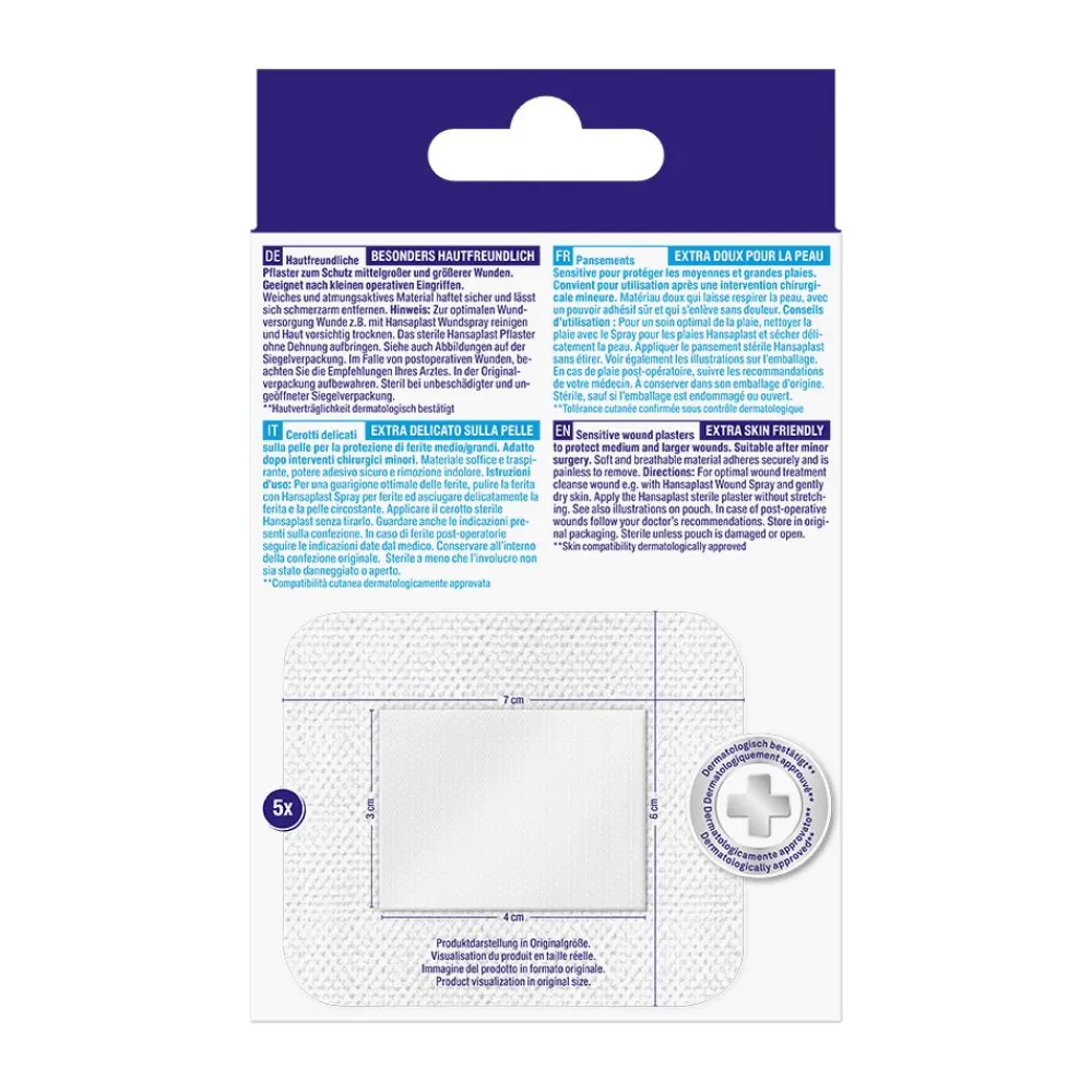 Sensitive XL Wundverband | Selbstklebender Verband | Hautfreundliche Wundauflage | 5 Stk. - Jetzt 20% mit dem Code hp20 sparen>Hansaplast New