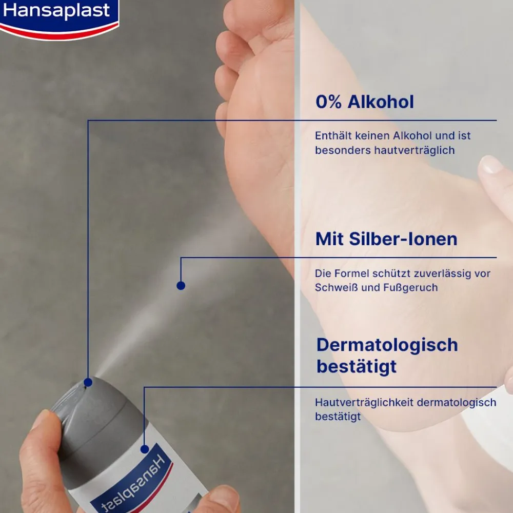 Silver Active Fußdeo | Fußspray gegen Fußgeruch & Schweißfüße | 72h-Schutz - Jetzt 20% mit dem Code hp20 sparen>Hansaplast Discount
