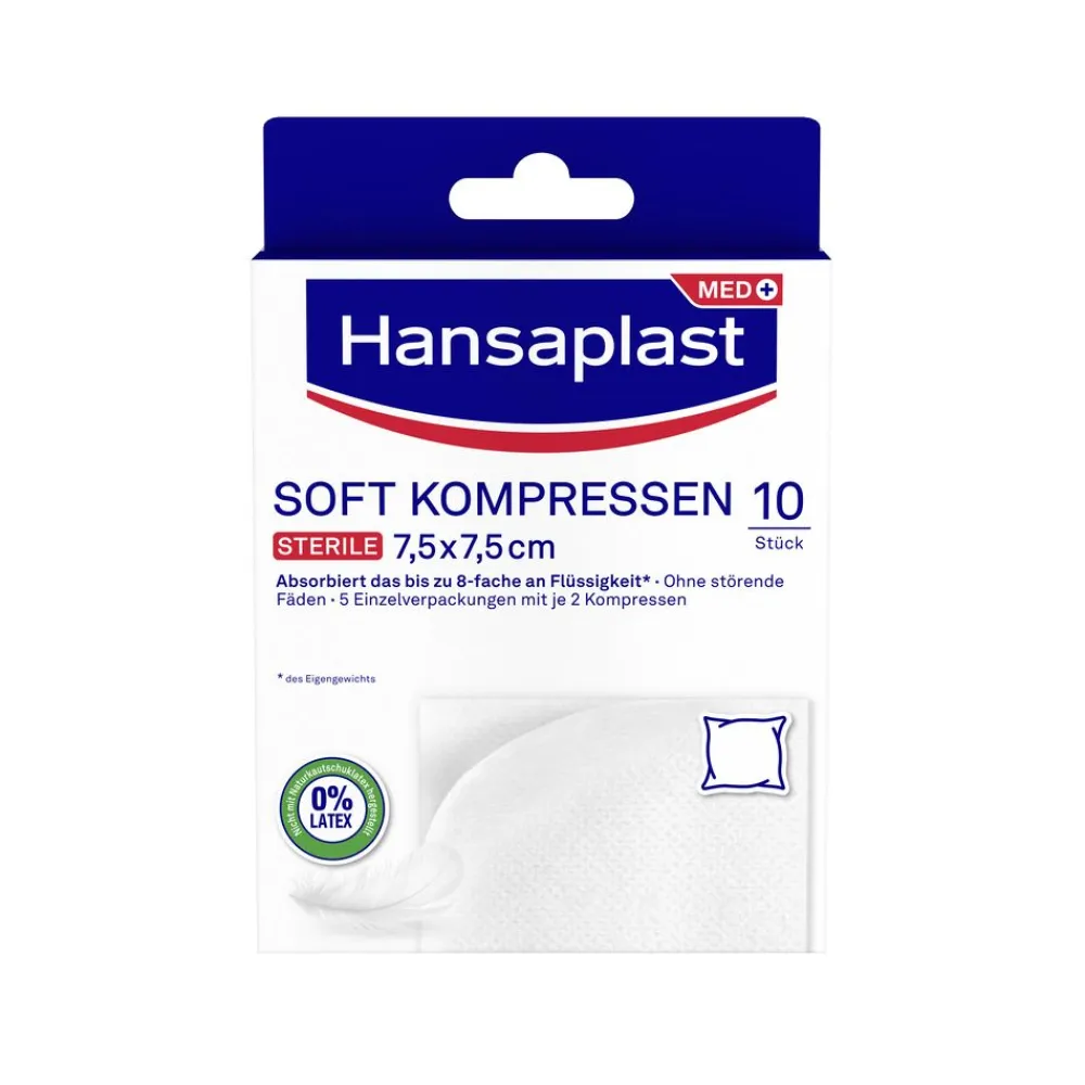 Soft Kompresse 7.5x7.5cm10 Stück - Jetzt 20% mit dem Code hp20 sparen>Hansaplast Clearance