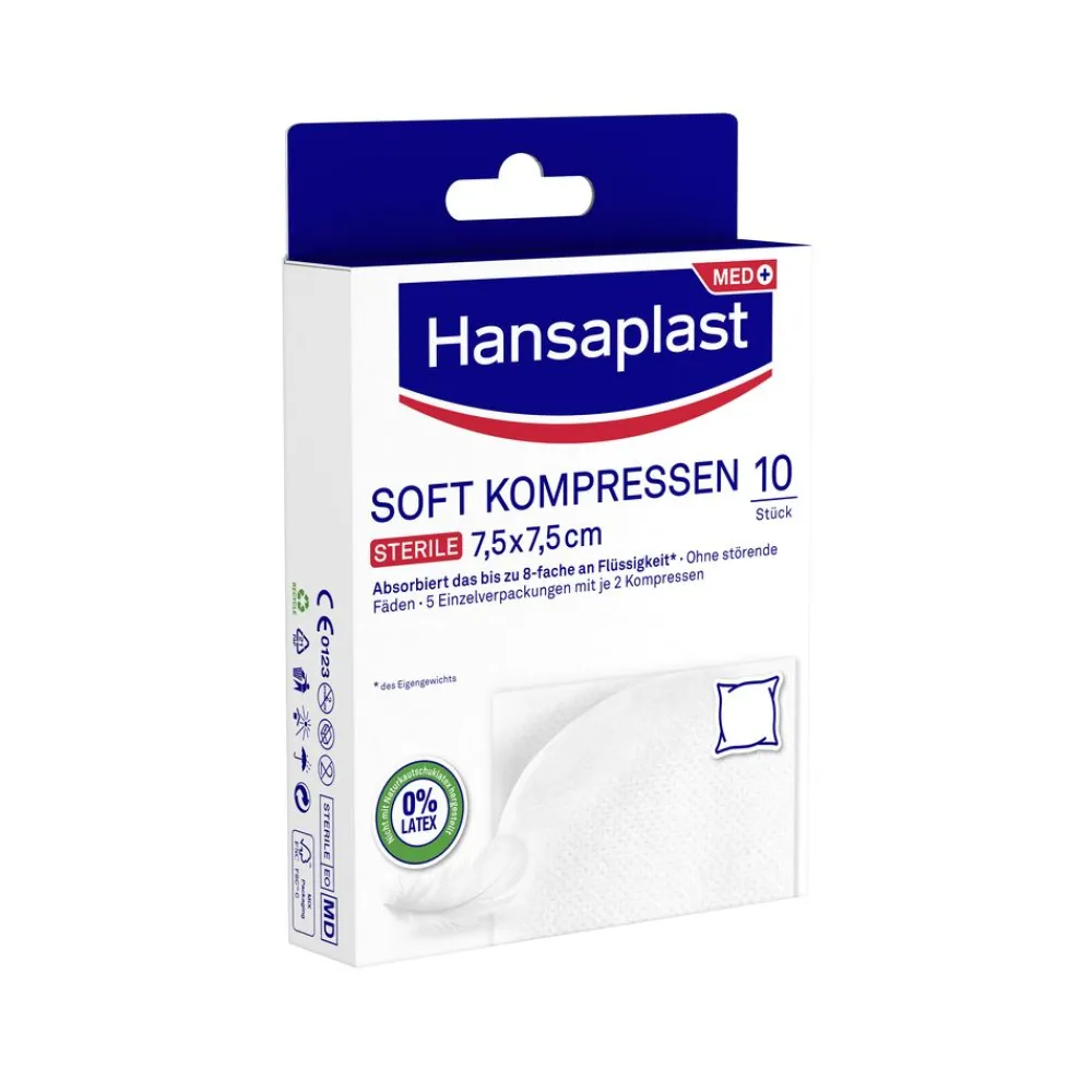 Soft Kompresse 7.5x7.5cm10 Stück - Jetzt 20% mit dem Code hp20 sparen>Hansaplast Clearance