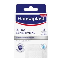 Ultra Sensitive XL Wundverband | Besonders sanft & weich | Für sehr empfindliche Haut | Schützt vor 99 % der Bakterien | 7,2 x 5 cm | 5 Stück - Jetzt 20% mit dem Code hp20 sparen|Hansaplast