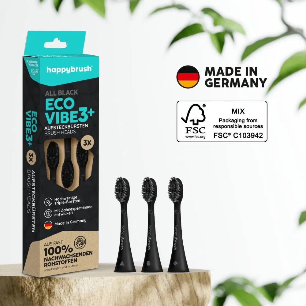 Aufsteckbürsten ECO VIBE 3 AllBlack|happybrush Discount
