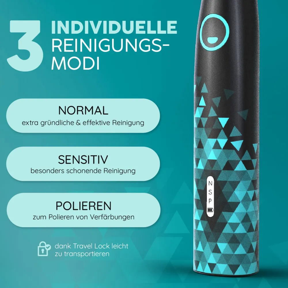 Schallzahnbürste Eco VIBE 3 Black-Mint | Set>happybrush New
