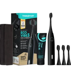 Schallzahnbürste ECO VIBE 3 AllBlack | Set>happybrush Best