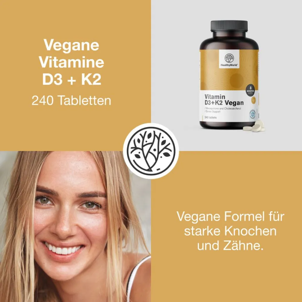 HealthyWorld Vegane Vitamine D3+K2| Sale