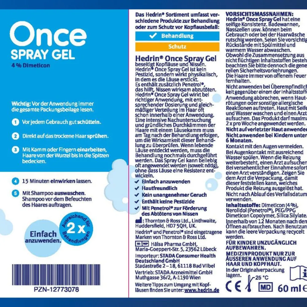 ® Once Liquid Spray - Schnelle Hilfe bei akutem Läusebefall>Hedrin Online