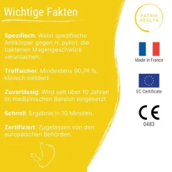 Helicobacter Test – H. pylori Antikörper Schnelltest für Zuhause, Selbsttest – Patris Health®><noscript><img width=