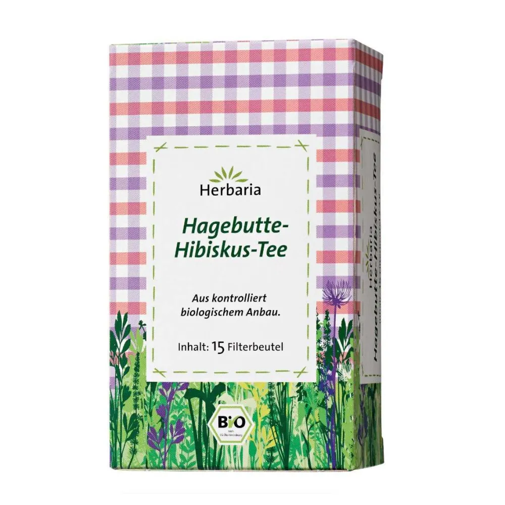 Hagebutte-Hibiskus-Tee 15 Filterbeutel Bio|Herbaria Discount