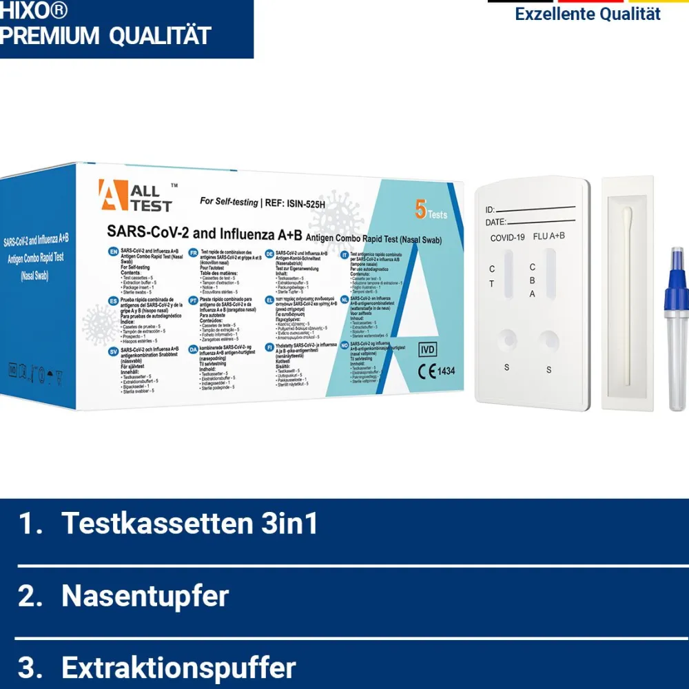 HIXO Covid-19 Corona & Influenza A+B Test 3in1| Best