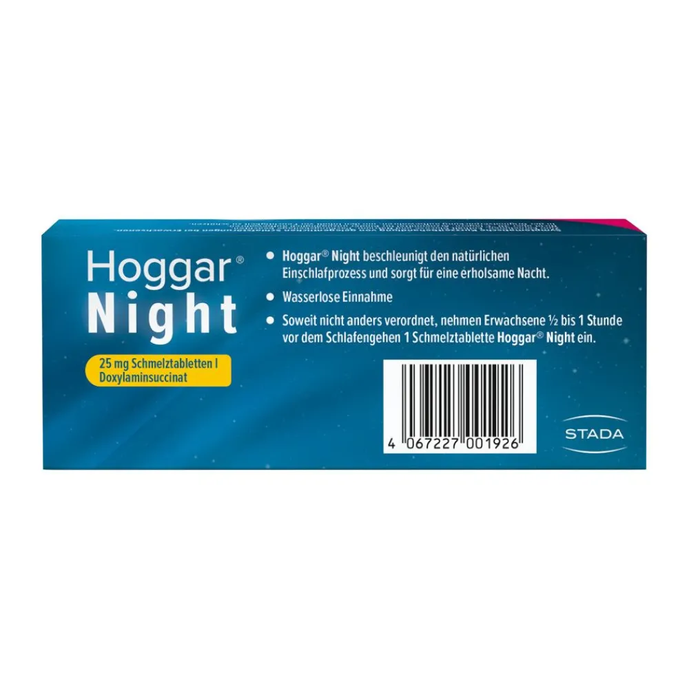 Hoggar® Night 25 mg Schmelztabletten zur praktischen Einnahme ohne Wasser bei akuten Ein- und Durchschlafstörungen|Hoggar Night Outlet