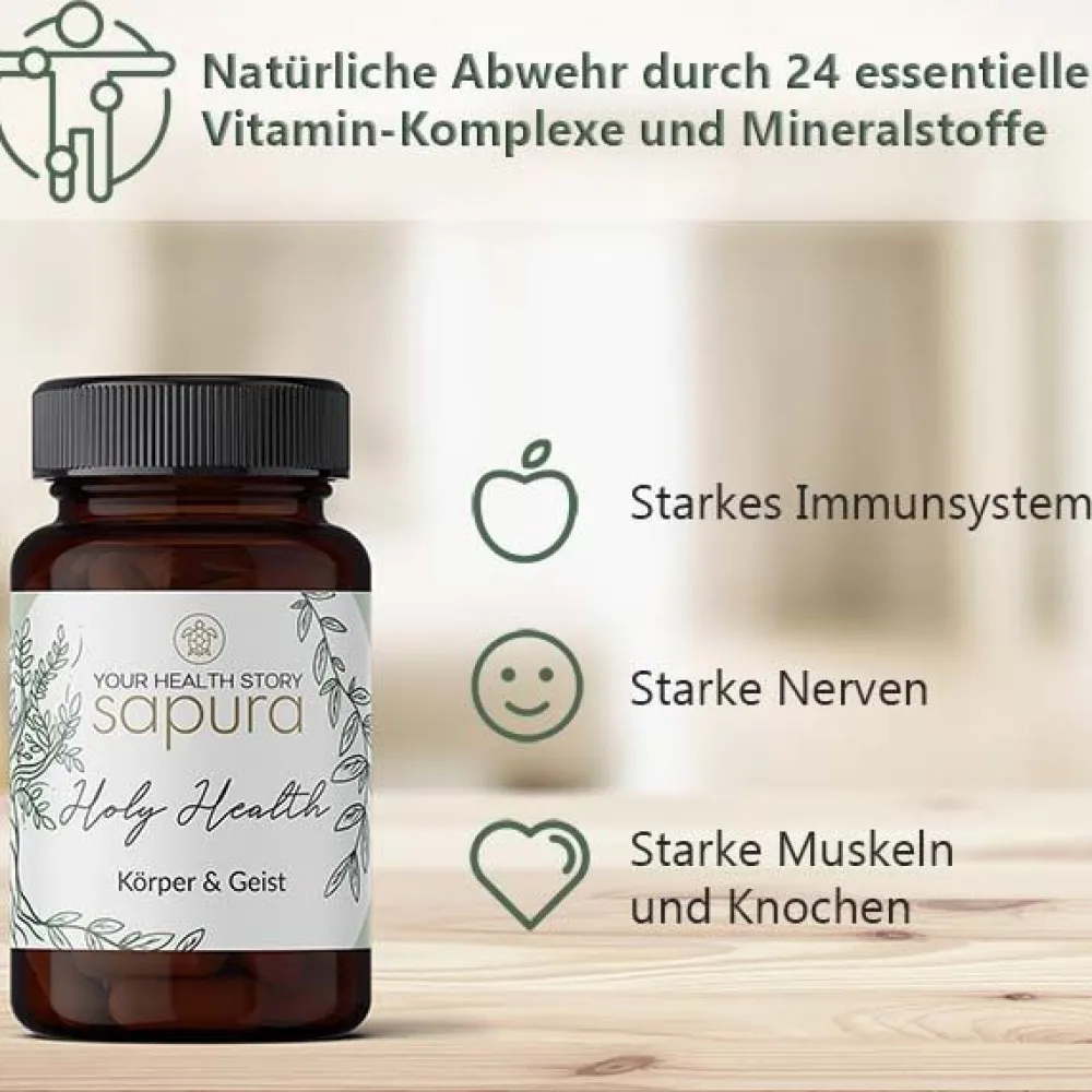 Holy Health Magnesium & Vitamin Komplex mit MSM + L-Lysin * | 60 Kapseln|sapura