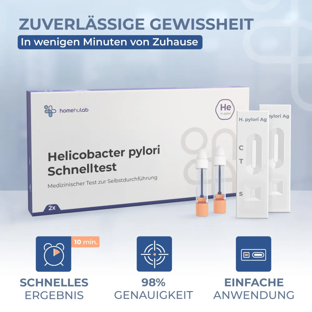 Homehulab 2x Helicobacter Pylori Schnelltest bei Gastritis und Sodbrennen - Ergebnis in Minuten> Clearance
