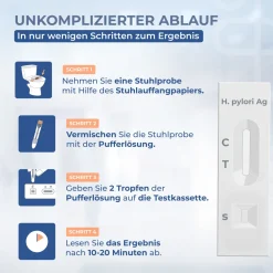 Homehulab 2x Helicobacter Pylori Schnelltest bei Gastritis und Sodbrennen - Ergebnis in Minuten><noscript><img width=
