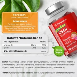 Horbaach Kinder Eisen Vitamin C Gummibärchen><noscript><img width=