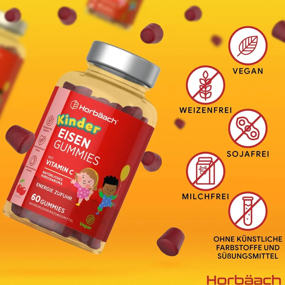 Horbaach Kinder Eisen Vitamin C Gummibärchen> New