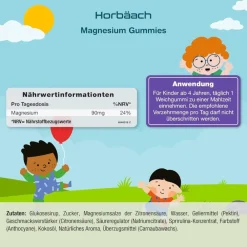 Horbaach Magnesium 90mg Gummibärchen für Kinder| Clearance