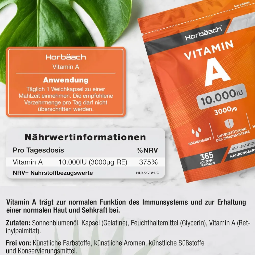 Horbaach Vitamin A Hochdosiert 10000 IE Kapseln> Outlet