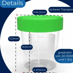 Horn Medical Urinproben-Becher 125ml mit Schraubverschluss|