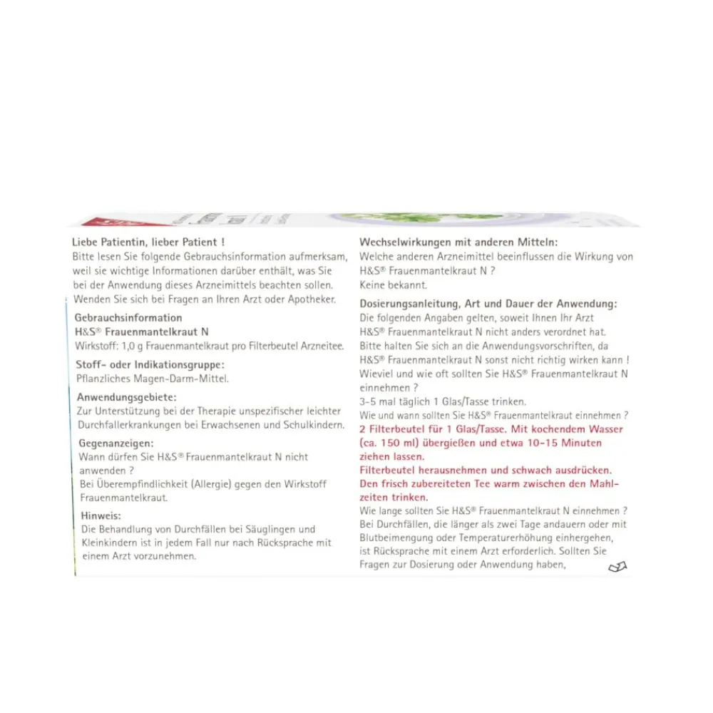 H&S Frauenmantelkraut N Nr. 42>H&S Arzneitee Discount
