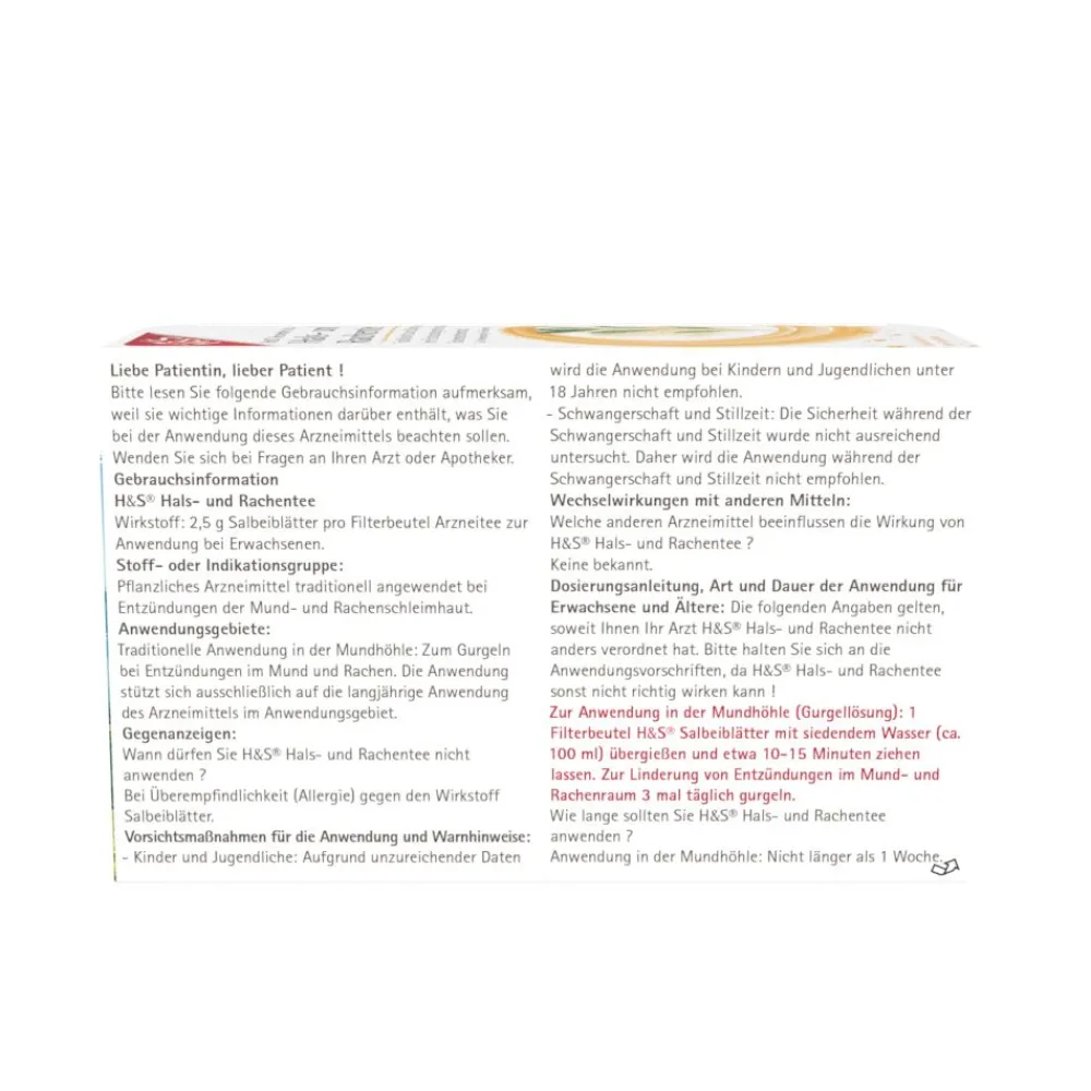 H&S Hals- und Rachentee Nr. 14>H&S Arzneitee Sale