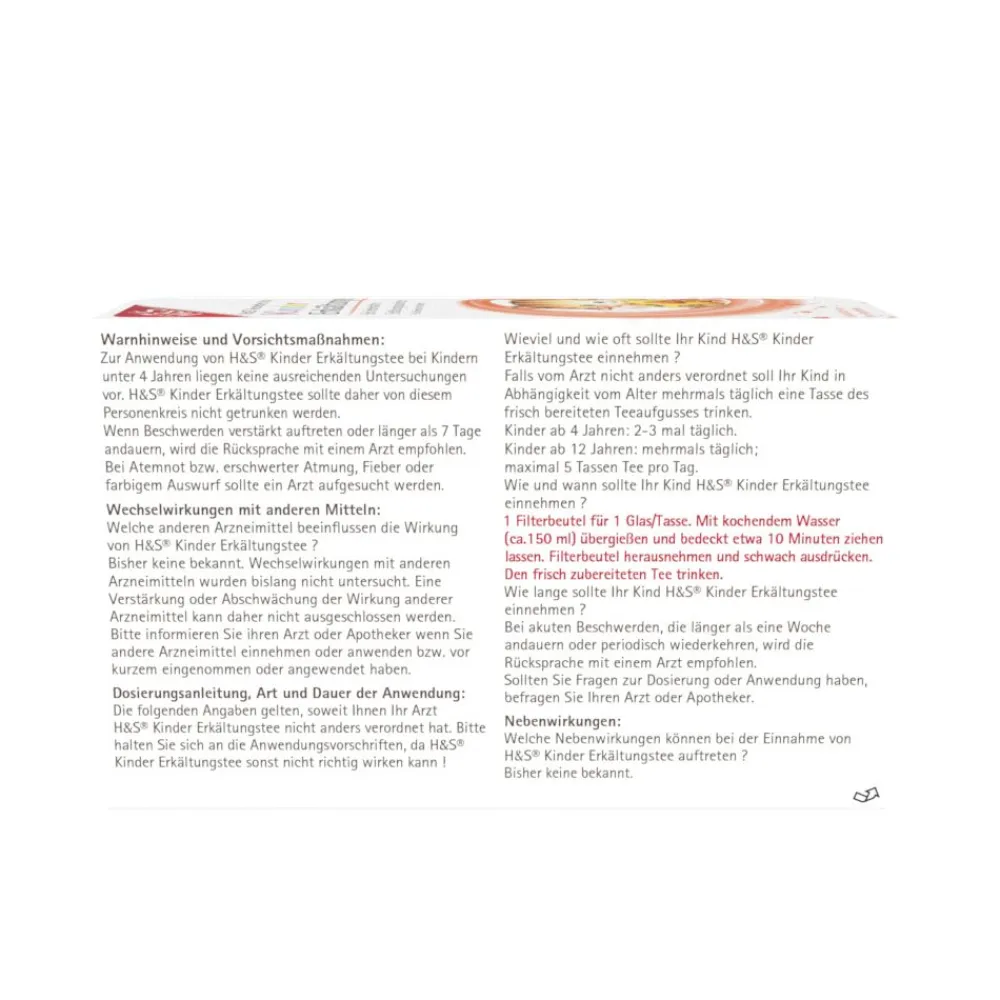 H&S® Kinder Erkältungstee>H&S Arzneitee Sale