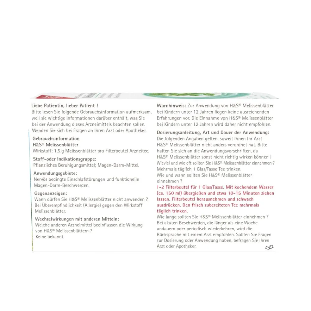 H&S Melissenblätter Nr. 23>H&S Arzneitee Discount