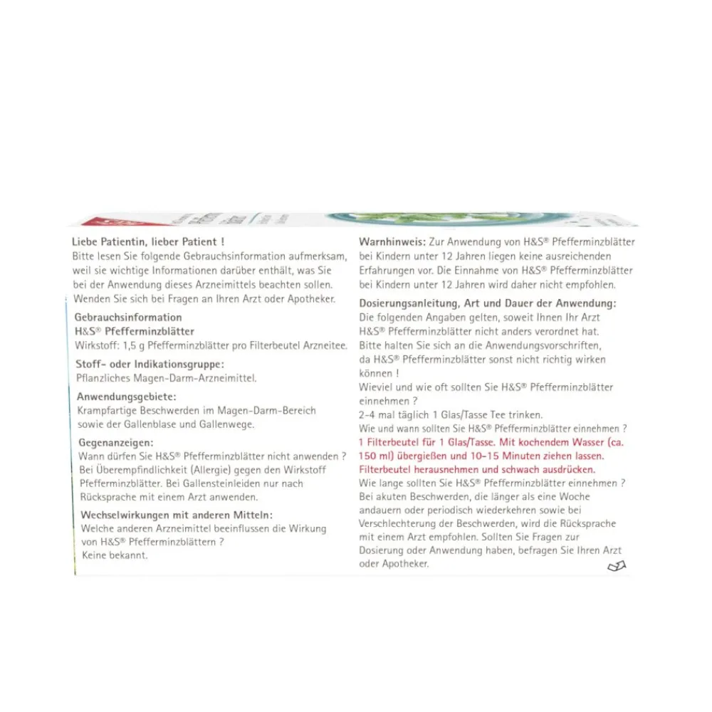 H&S Pfefferminzblätter Nr. 25|H&S Arzneitee Online