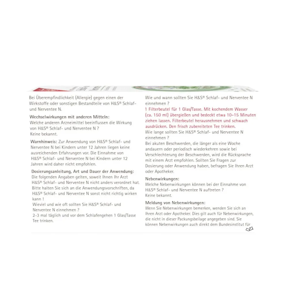H&S Schlaf- und Nerventee Nr. 11|H&S Arzneitee Clearance