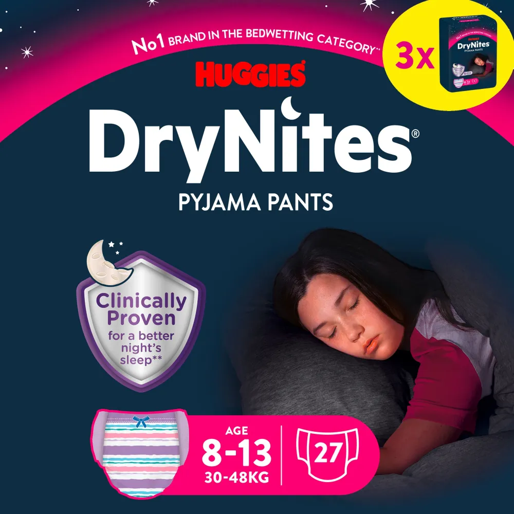 Huggies Windeln Windelhosen Mädchen 8-13 J (30-48 kg) Monatspack>DryNites Best