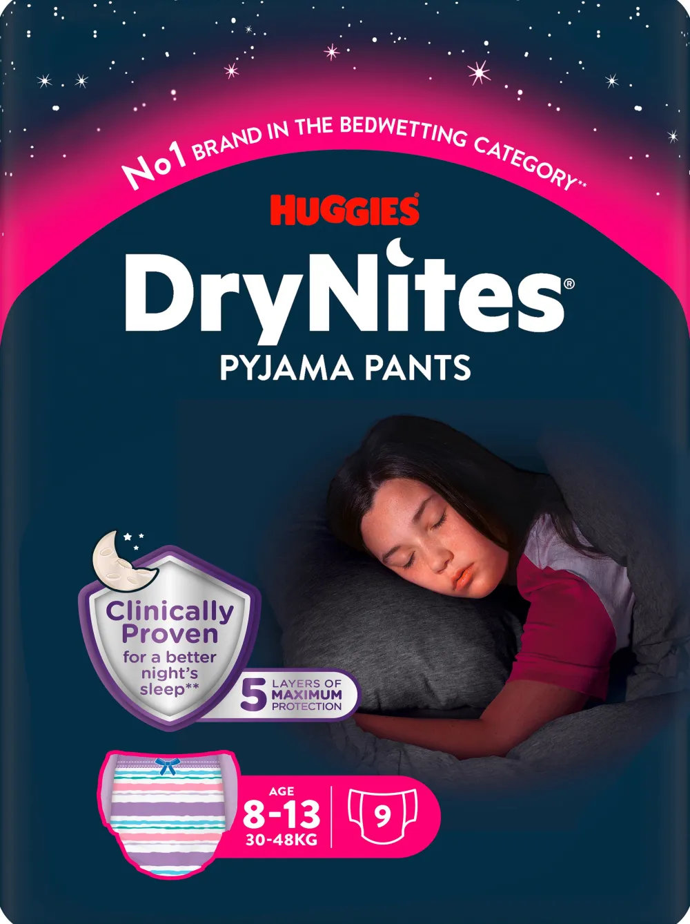 Huggies Windeln Windelhosen Mädchen 8-13 J (30-48 kg) Monatspack>DryNites Best