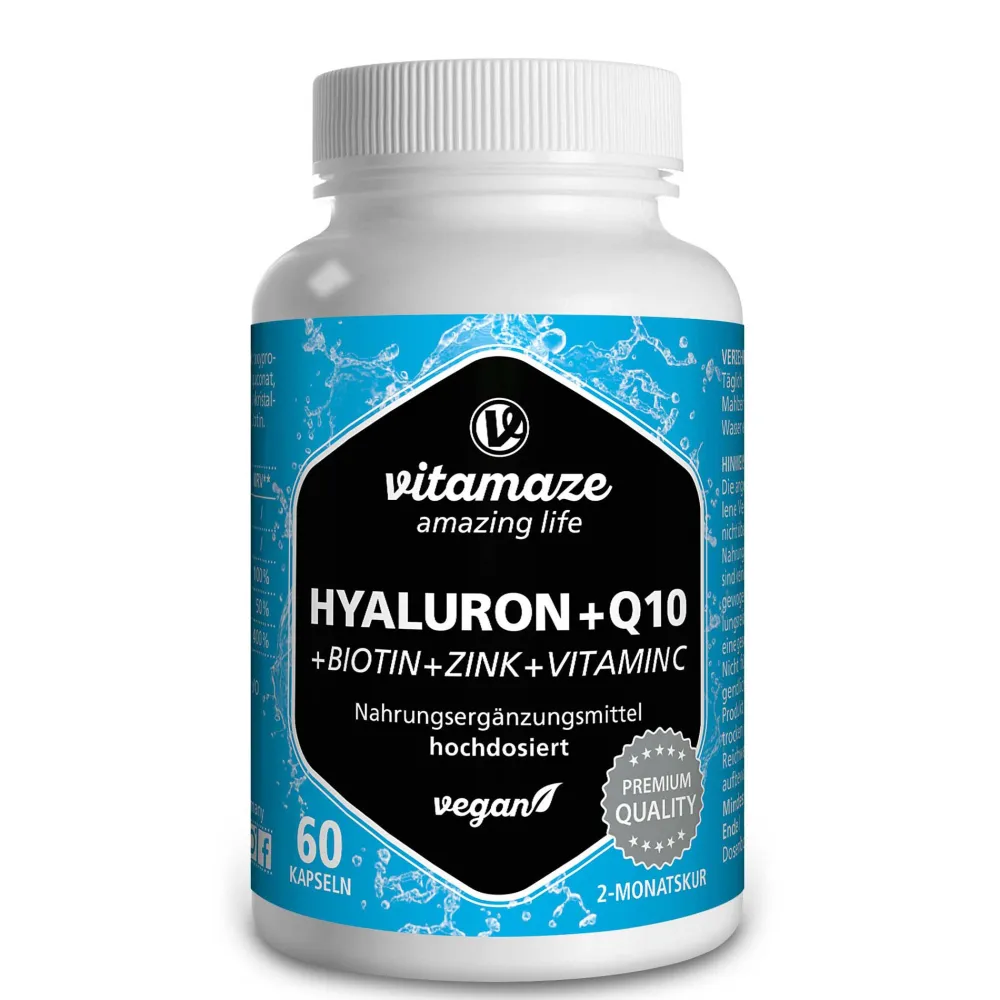 HYALURONSÄURE 200 mg hochdosiert + Coenzym Q10 vegan>vitamaze Discount