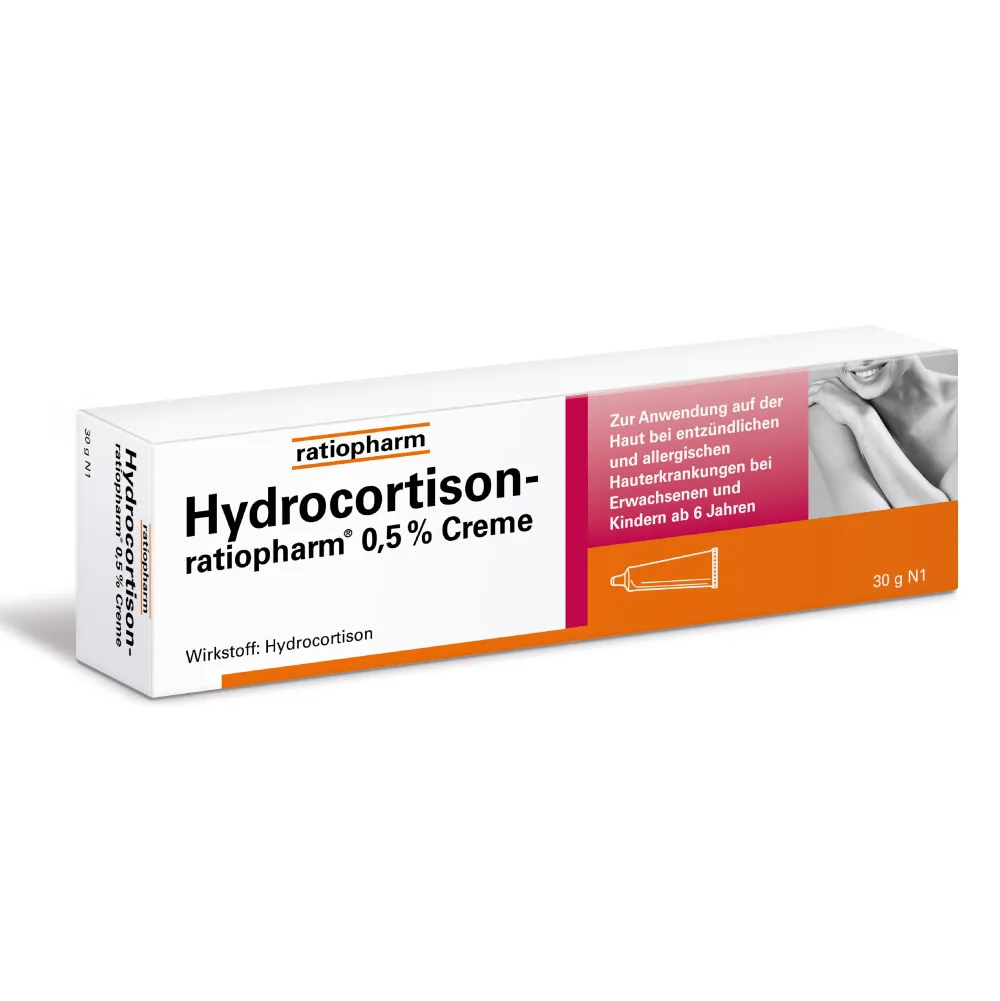 Hydrocortison-® 0,5 % Creme - bei allergischen und entzündlichen Hautirritationen, Juckreiz, sonnenbeanspruchter Haut und Insektenstichen|ratiopharm