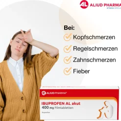 Ibuprofen AL akut 400 mg Filmtabletten bei akuten Schmerzen><noscript><img width=