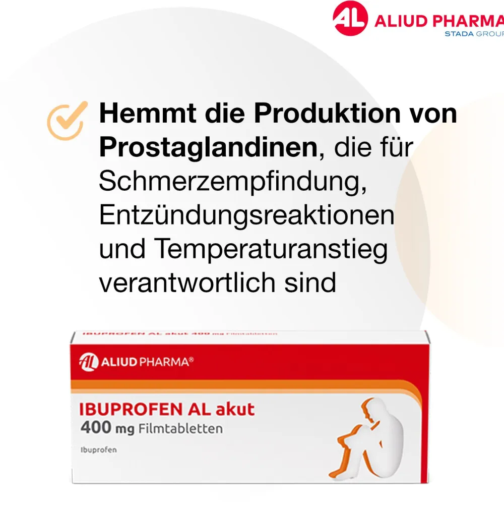 Ibuprofen AL akut 400 mg Filmtabletten bei akuten Schmerzen>Aliud Discount