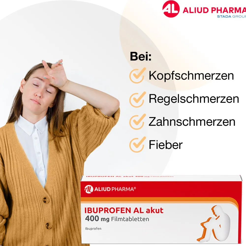 Ibuprofen AL akut 400 mg Filmtabletten bei akuten Schmerzen>Aliud