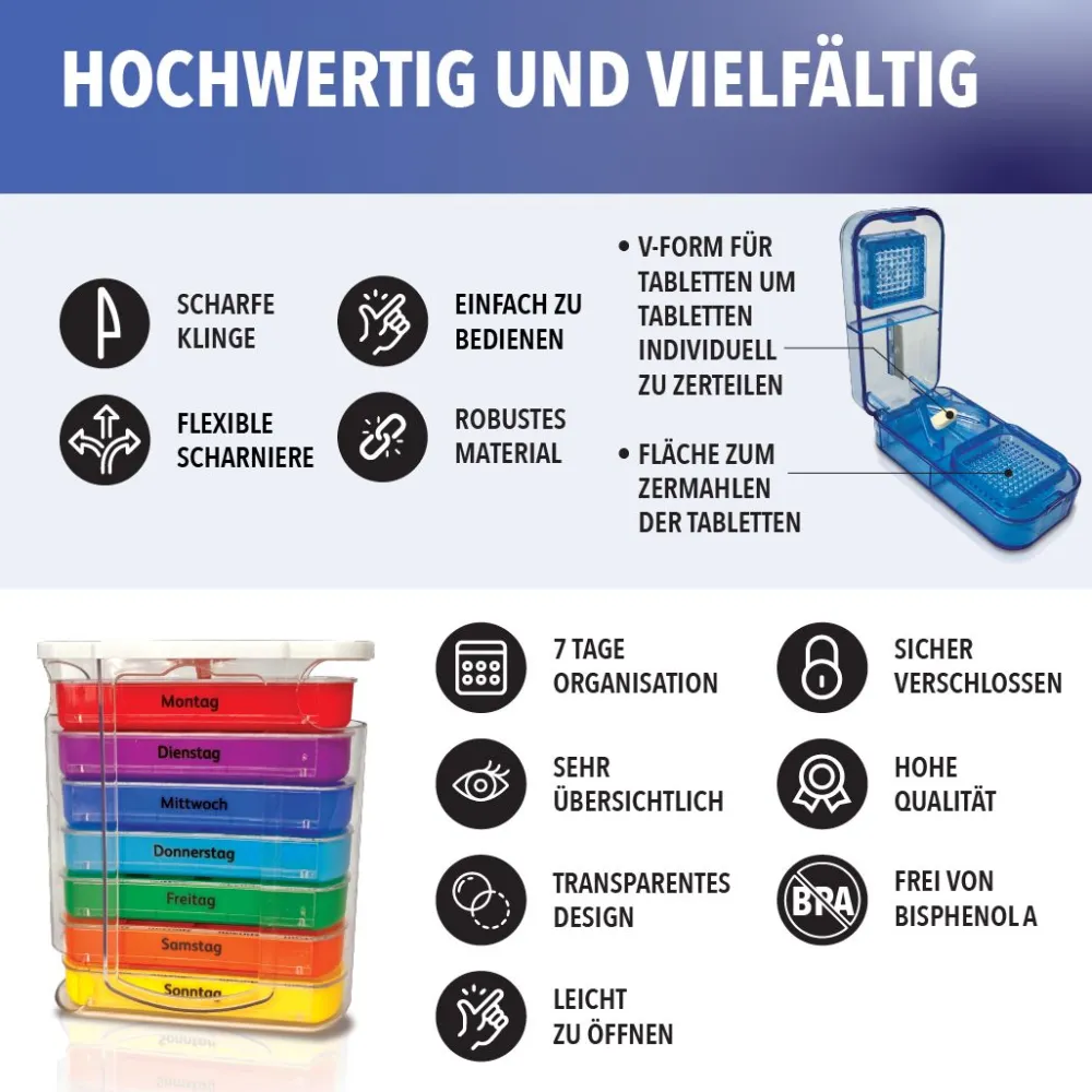 IEA Medical Medikamentenbox und Tablettenteiler Set| Outlet