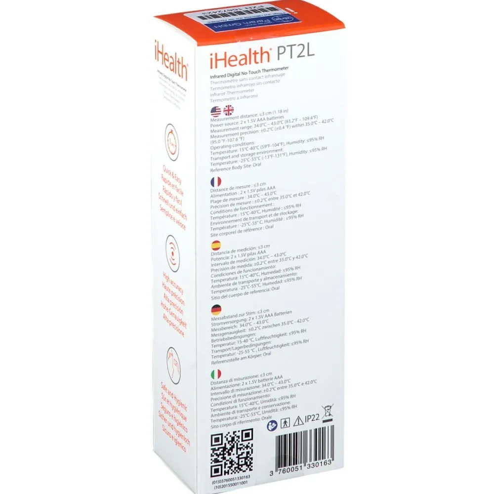 iHealth® PT2L Kontakloses Infrarot-Thermometer| Best