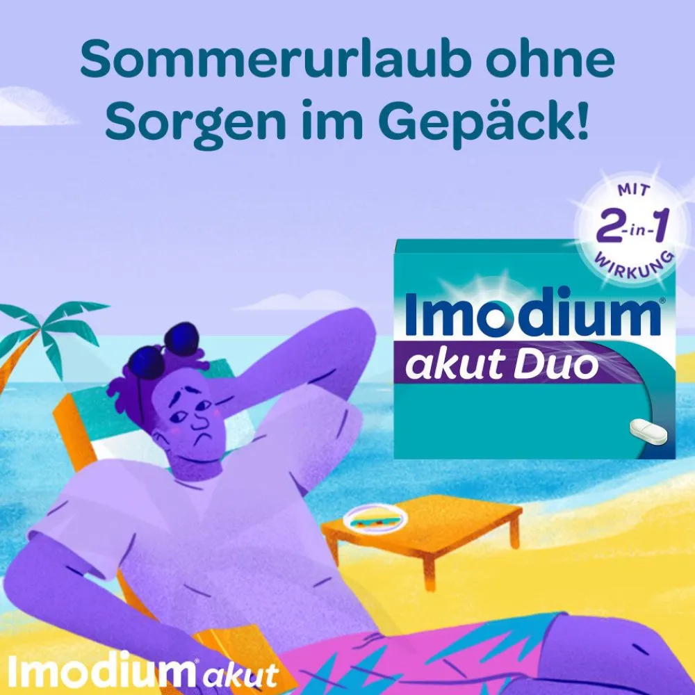 Imodium® akut Duo - und Simeticon bei akutem Durchfall mit Blähungen & Krämpfen|Loperamid New