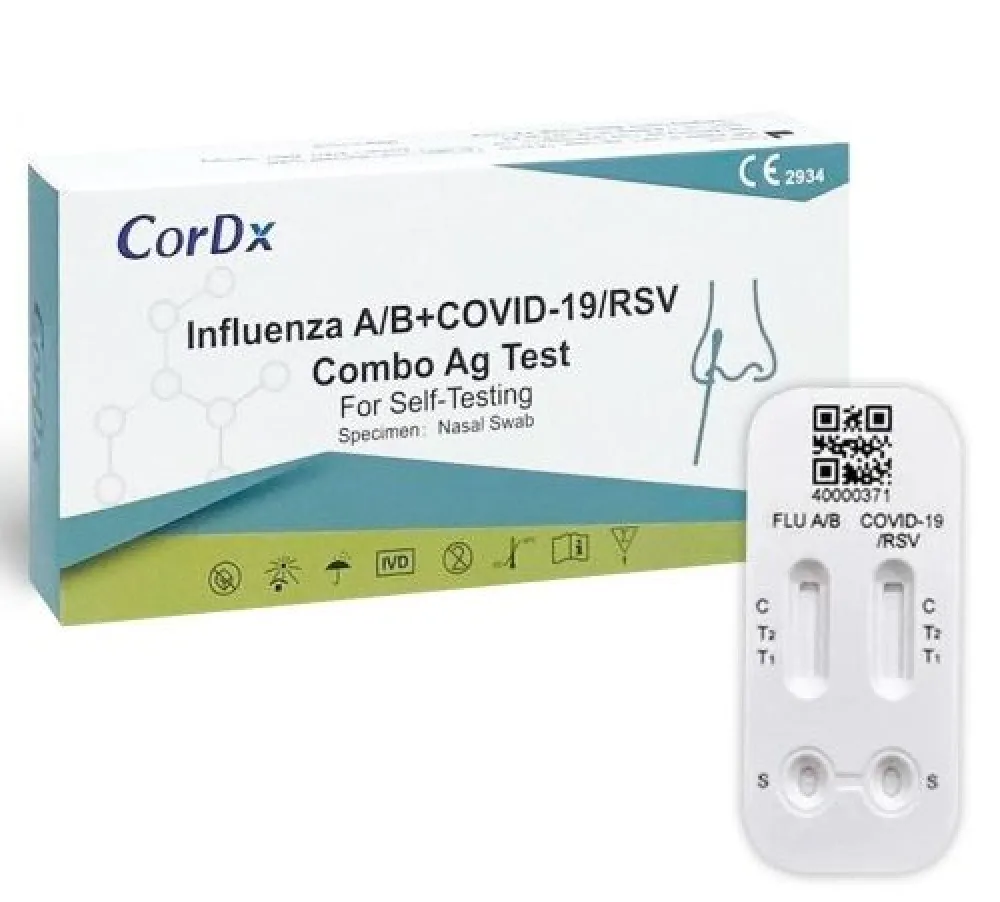 4 in 1 Kombi + Influenza A + B RSV Viren + Corona COVID-19 Schnelltest + BLT Desinfektionsgel|CorDx Best