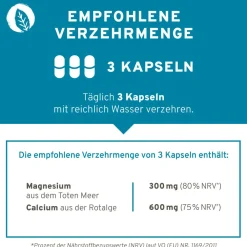 Magnesium + Calcium Kapseln | Rotalge und Magnesiumoxid | vegan><noscript><img width=
