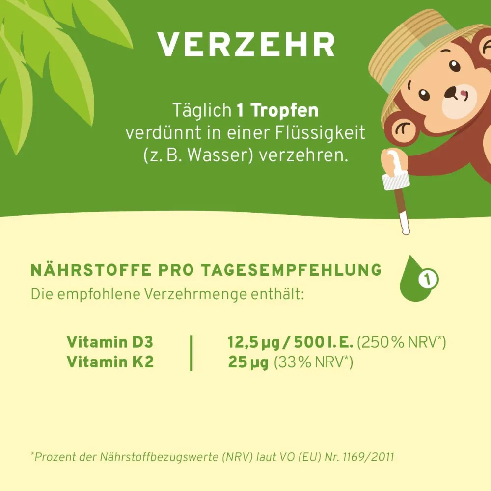 Vitamin D3+K2 Kids Tropfen, Orange | mit Vitamin D und Vitamin K | vegan|InnoNature